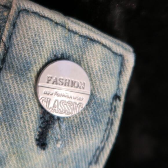 Vintage Embroidered Butterfly Oversized Baggy Jeans Womens Stonewash Whisker GUC - Picture 10 of 11